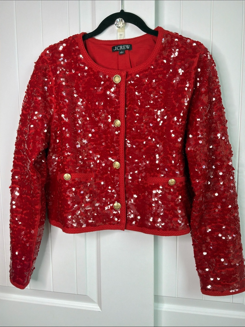 J.Crew Mariner Red Sequin Jacket New Without Tags Size L - Picture 9 of 16